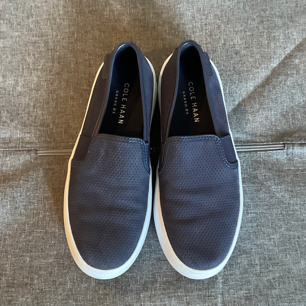 Cole Haan Women Navy Slip-On GrandOs Loafers